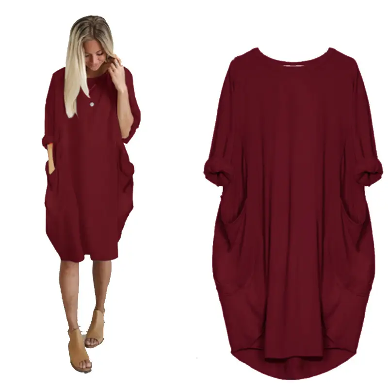 Green Cotton Mid-Length Dress for Women Plus Size - Image 4