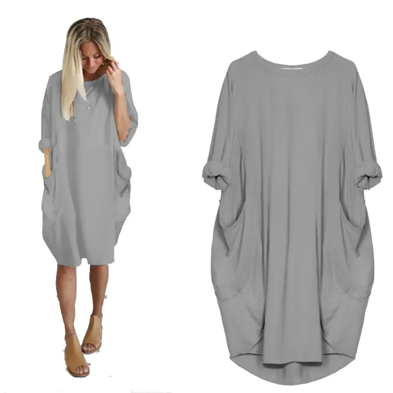 Green Cotton Mid-Length Dress for Women Plus Size - Image 6