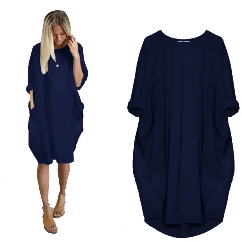 Green Cotton Mid-Length Dress for Women Plus Size - Image 7