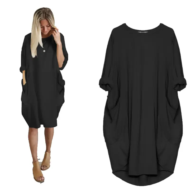 Green Cotton Mid-Length Dress for Women Plus Size - Image 8