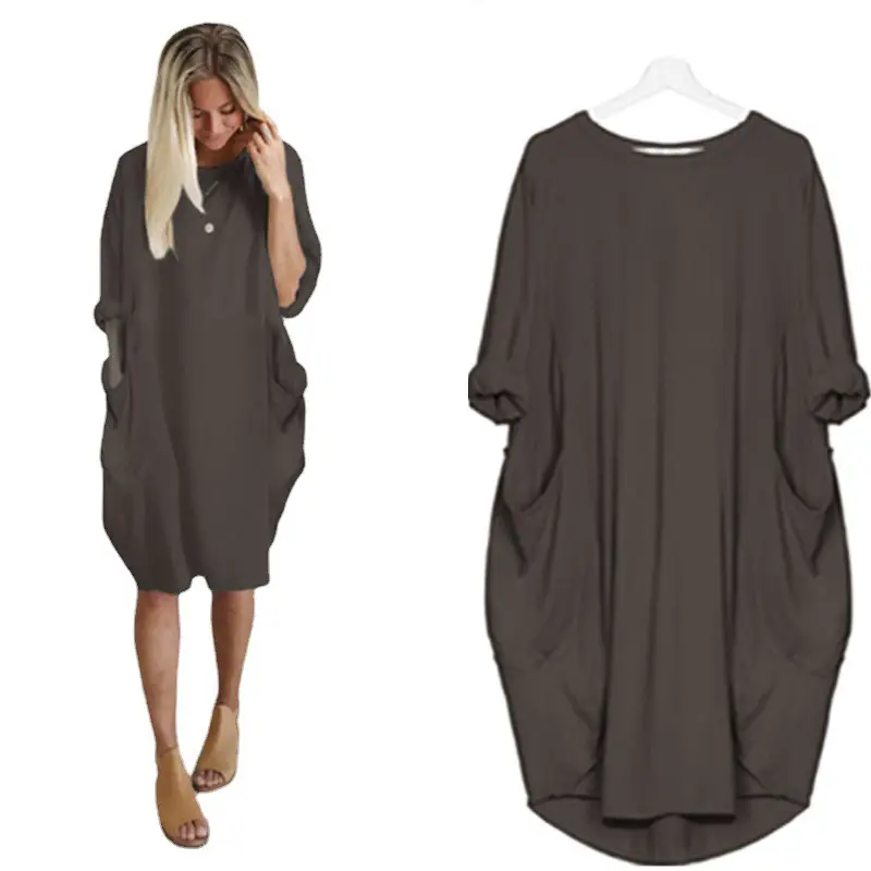Green Cotton Mid-Length Dress for Women Plus Size - Image 9