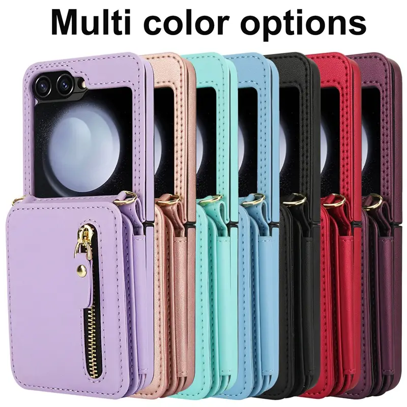 Pink Leather Crossbody Phone Case with Zipper & Strap - Image 10