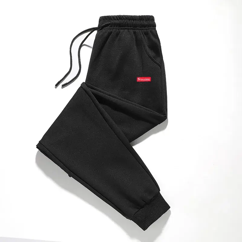 Men Thick Fleece Lined Sweatpants Black Large