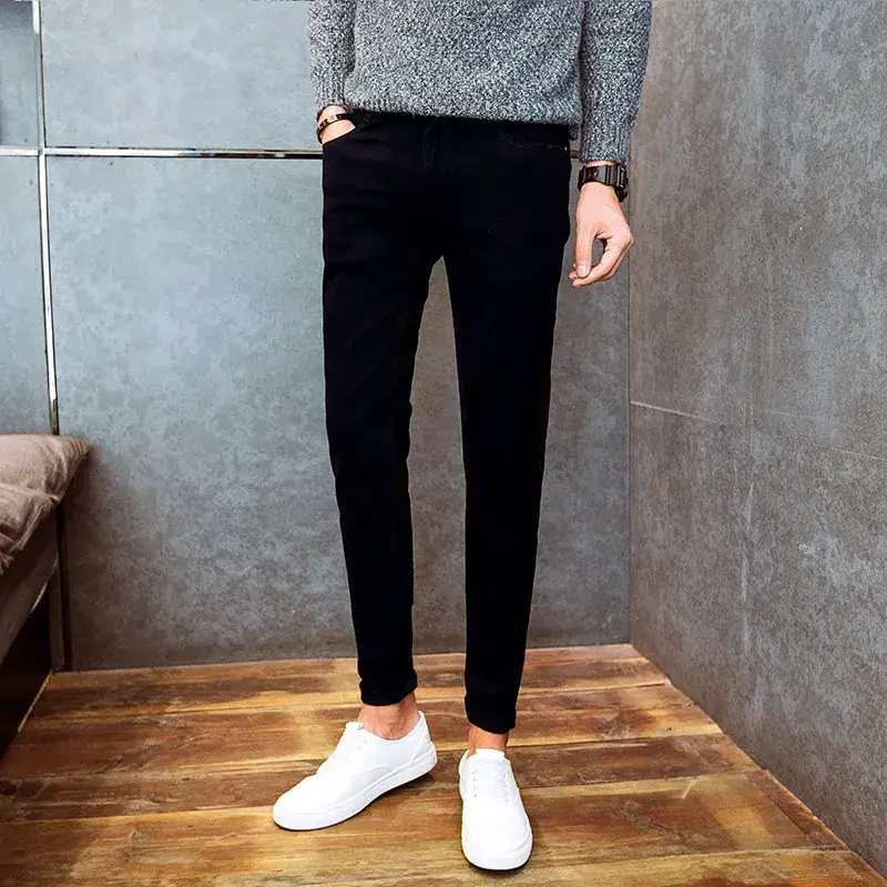 Men's Black Fleece Slim Fit Jeans Winter Casual - Image 14