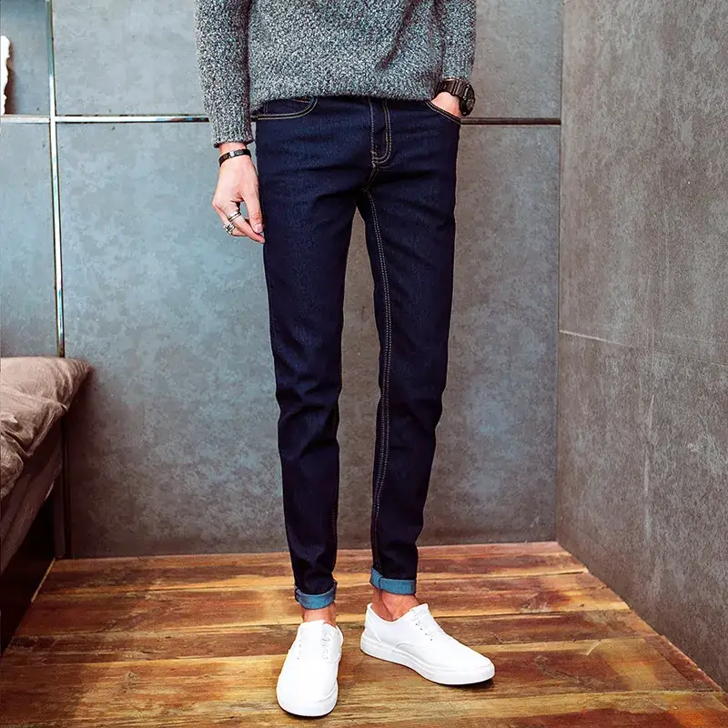Men's Black Fleece Slim Fit Jeans Winter Casual - Image 15