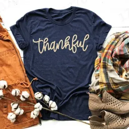 Green "Thankful" T-Shirt for Men Women Streetwear - Image 2