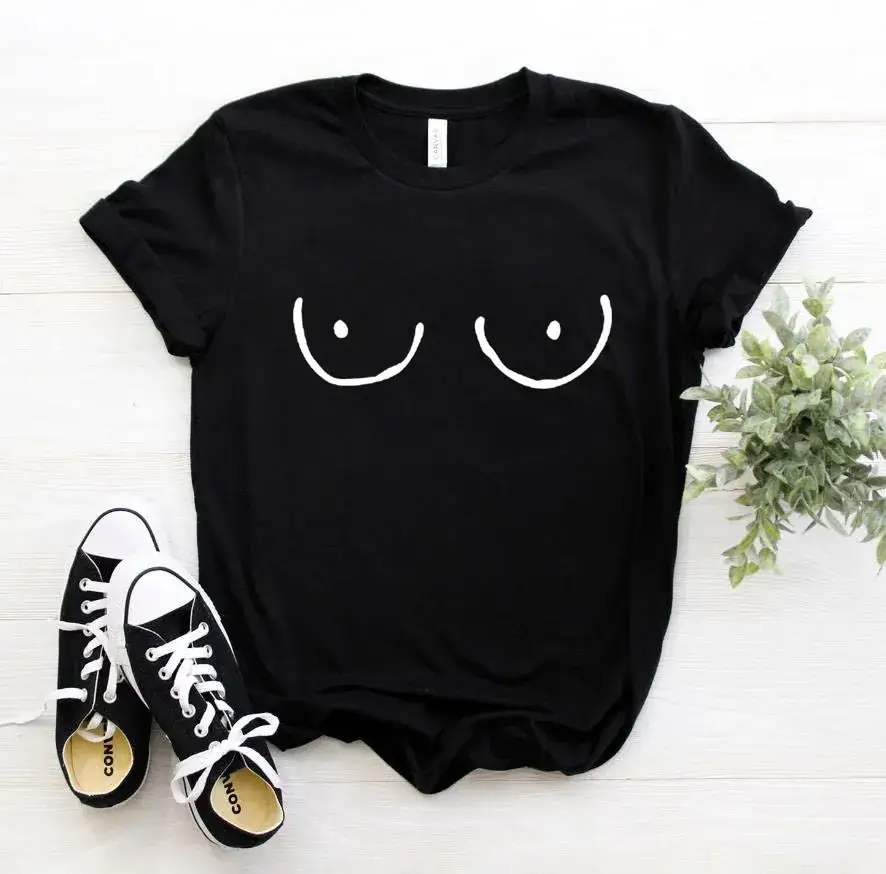 Pink T-Shirt with Cute Smile Design for Women