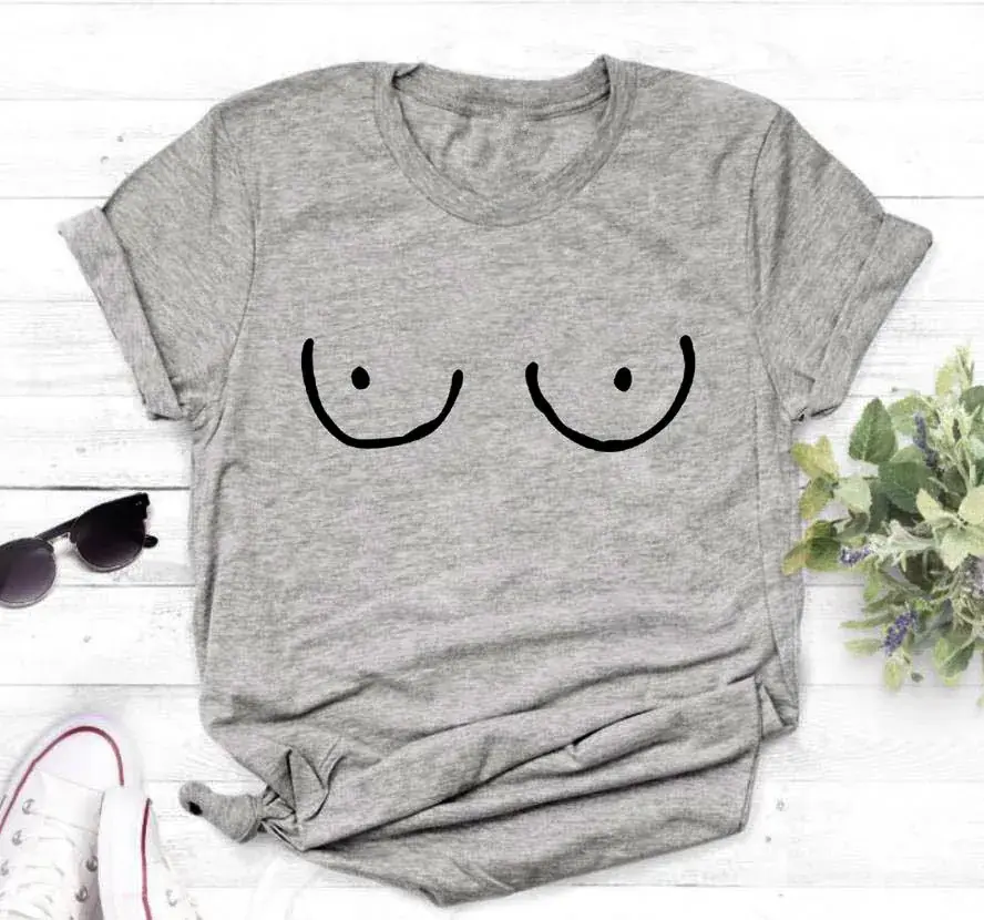 Pink T-Shirt with Cute Smile Design for Women