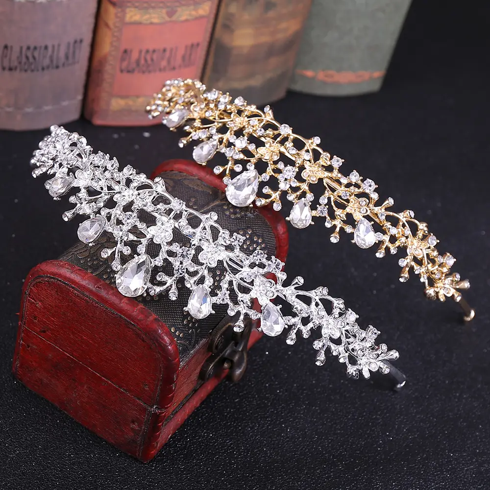 Korean Flower Crown Hairband with Rhinestones for Bridal & Birthday Use - Image 4