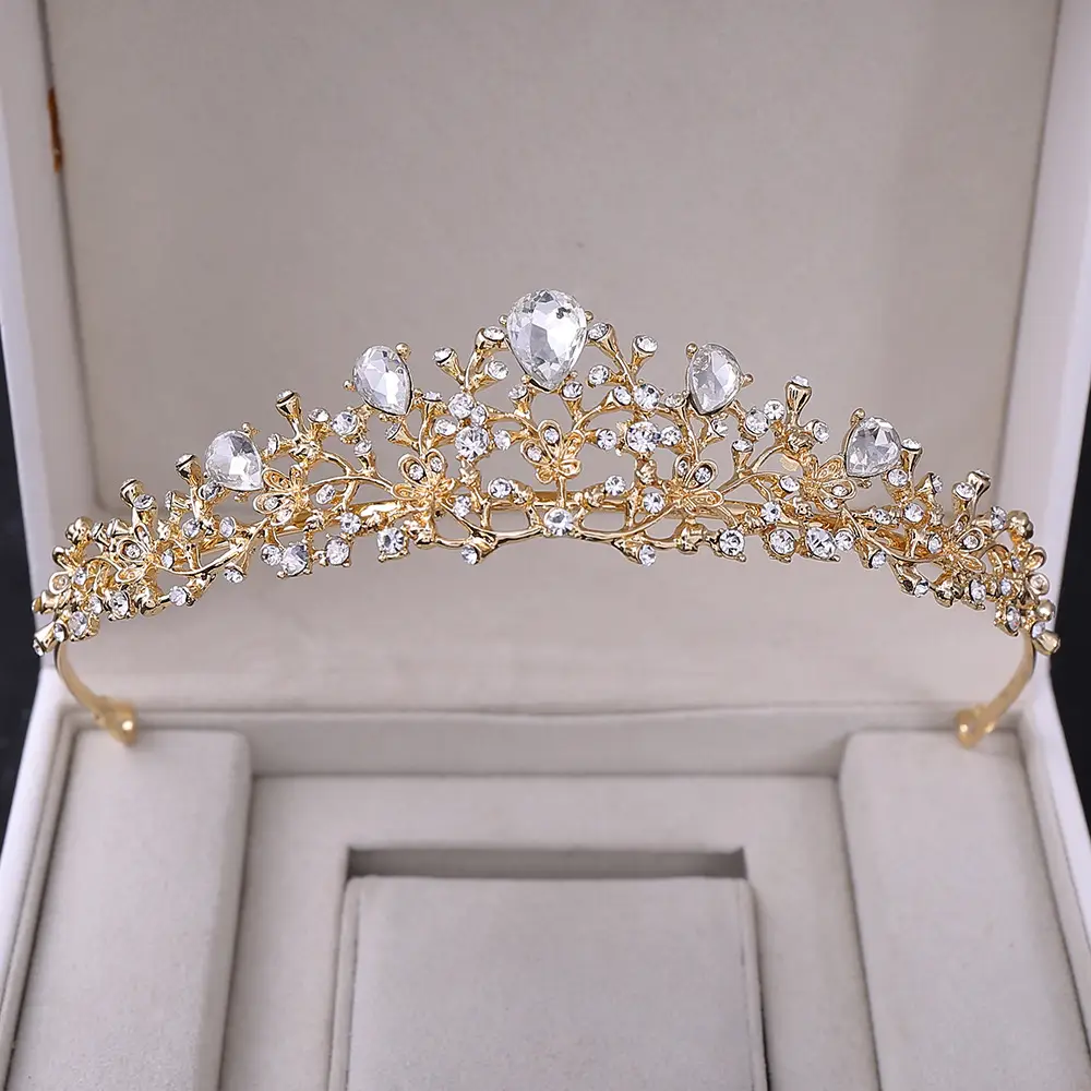 Korean Flower Crown Hairband with Rhinestones for Bridal & Birthday Use - Image 5