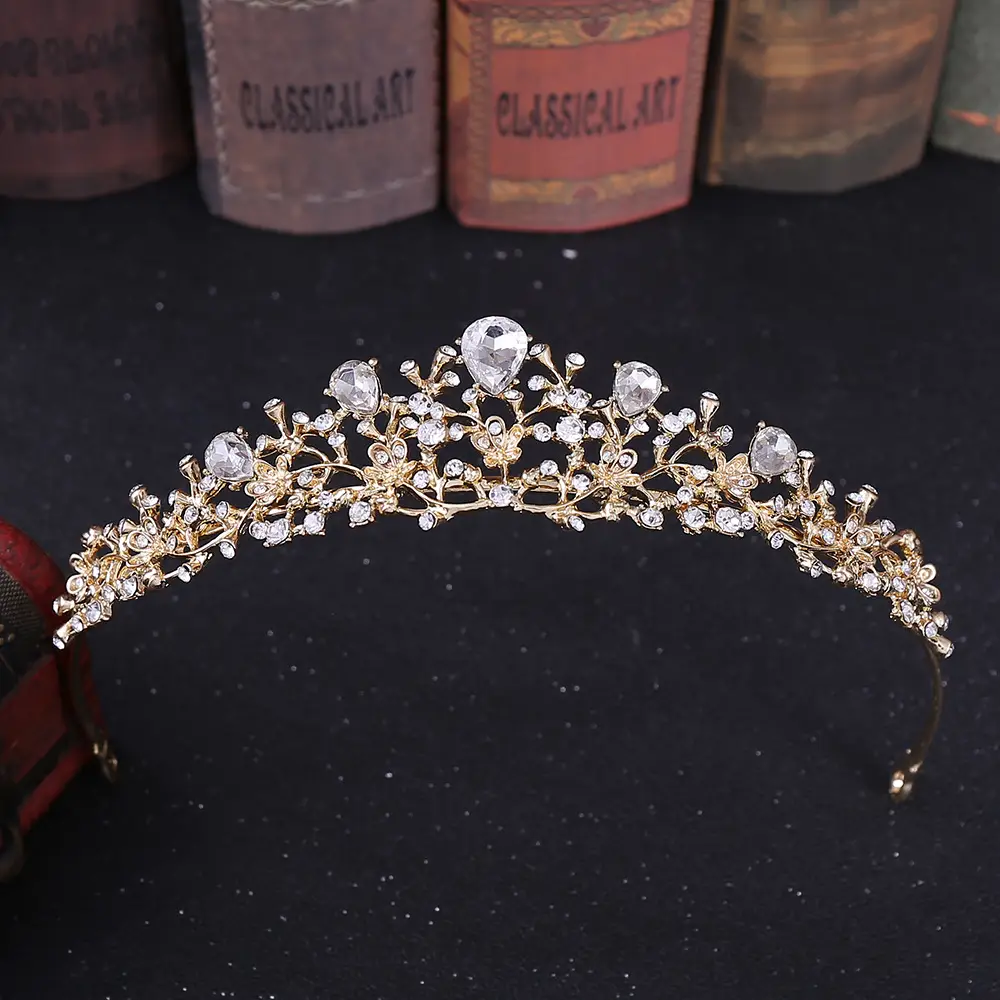 Korean Flower Crown Hairband with Rhinestones for Bridal & Birthday Use - Image 2