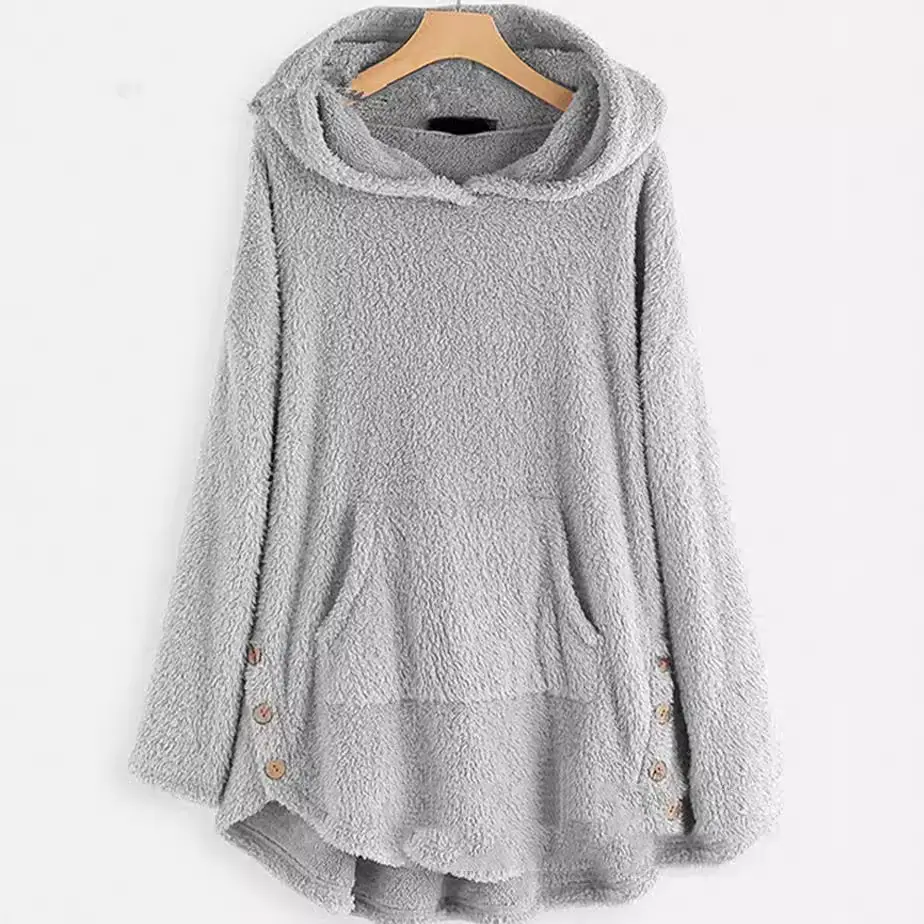 Brown Hooded Pullover Sweater with Button Front - Image 12