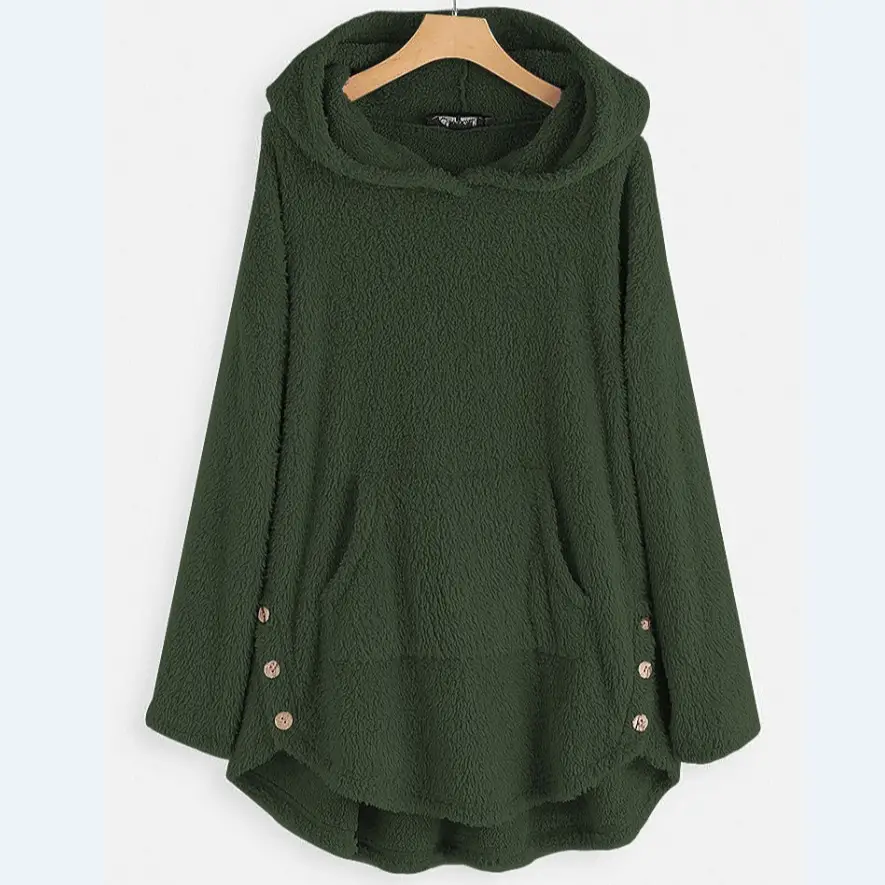 Brown Hooded Pullover Sweater with Button Front - Image 13