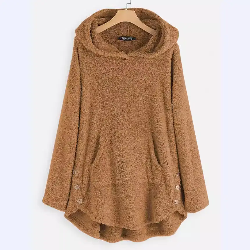 Brown Hooded Pullover Sweater with Button Front - Image 14