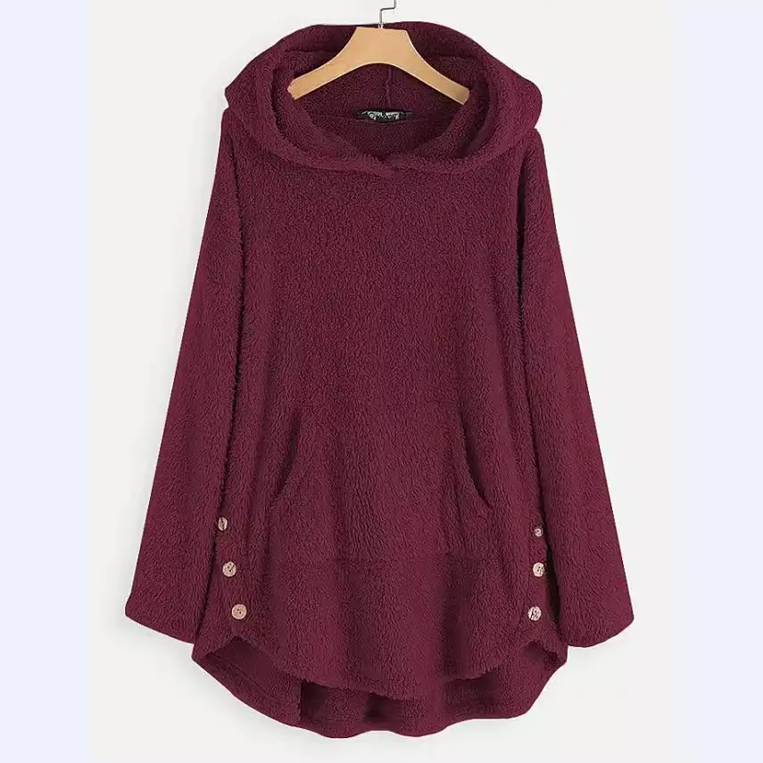 Brown Hooded Pullover Sweater with Button Front - Image 15