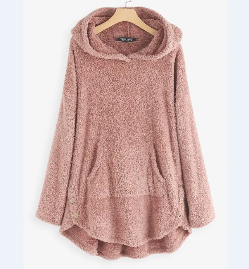Brown Hooded Pullover Sweater with Button Front - Image 2