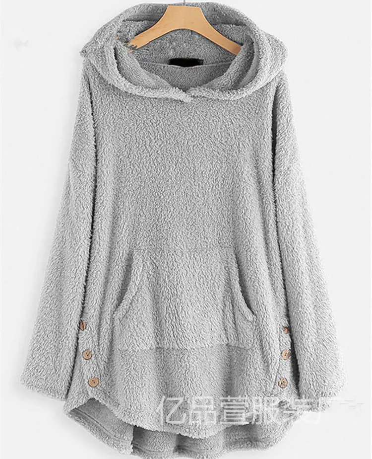 Brown Hooded Pullover Sweater with Button Front - Image 3
