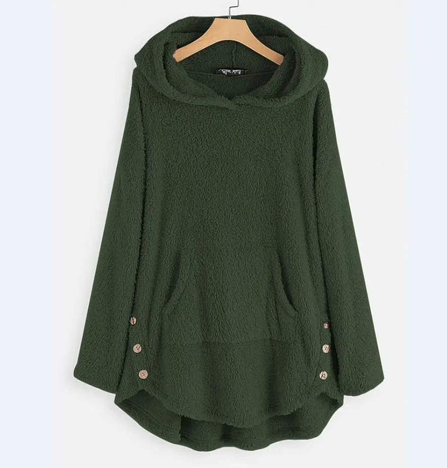 Brown Hooded Pullover Sweater with Button Front - Image 8
