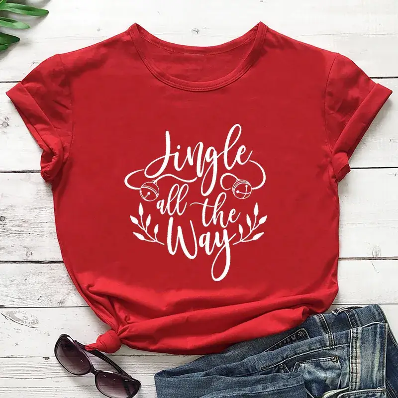 Men Women Jingle All the Way T-Shirt Grey Cotton