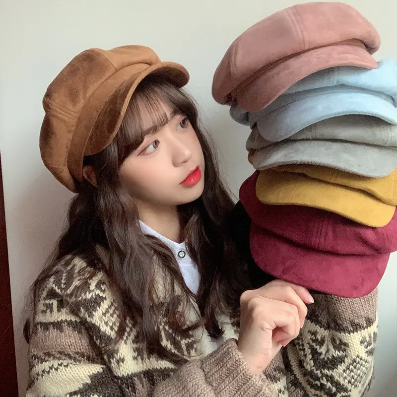 Women's Winter Beret Hat with Duck Tongue & Japanese Style Design - Image 5