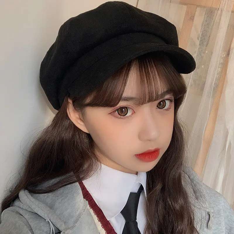 Women's Winter Beret Hat with Duck Tongue & Japanese Style Design - Image 6