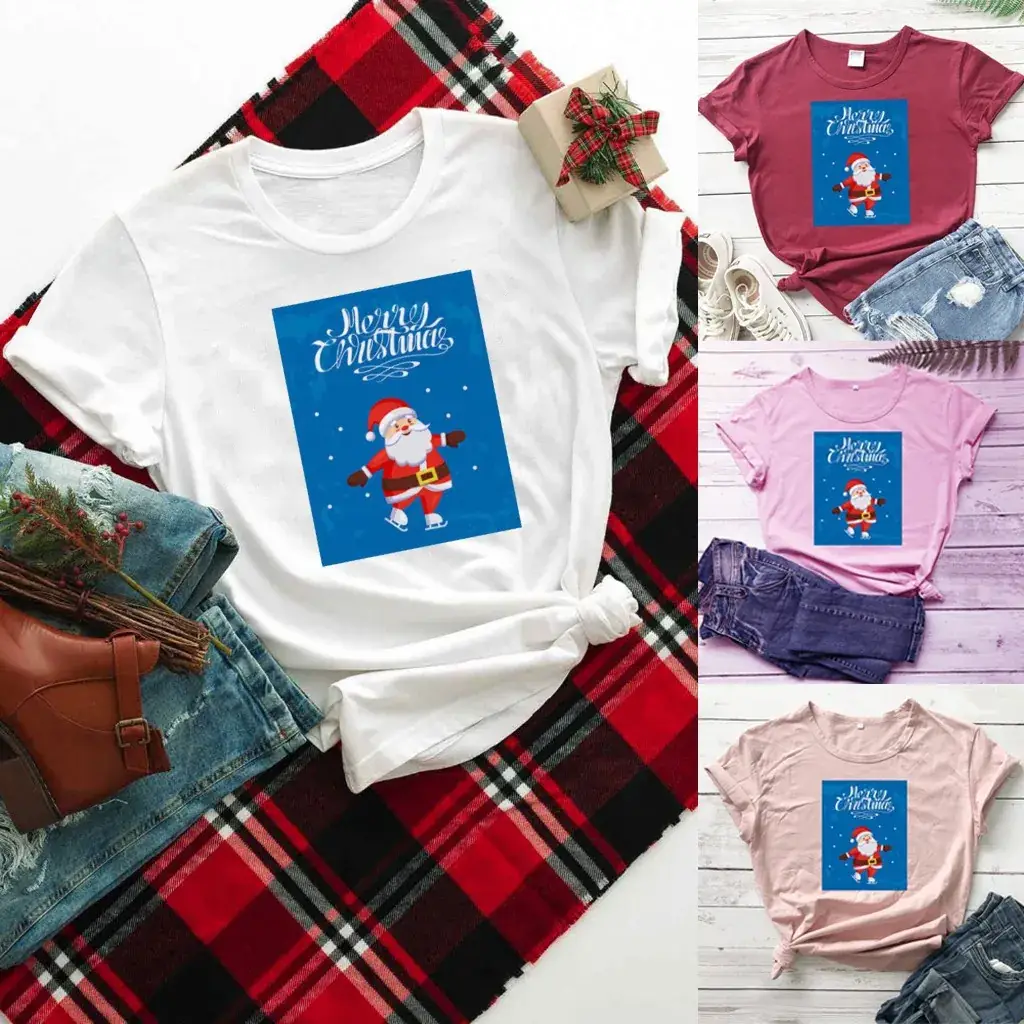 Merry Christmas T-Shirt for Men Women Pink - Image 5