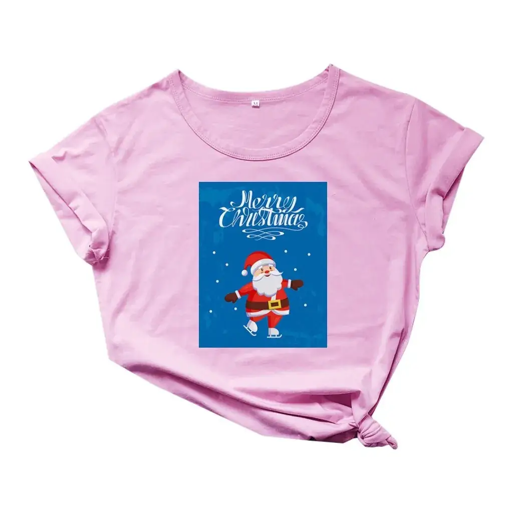Merry Christmas T-Shirt for Men Women Pink - Image 2
