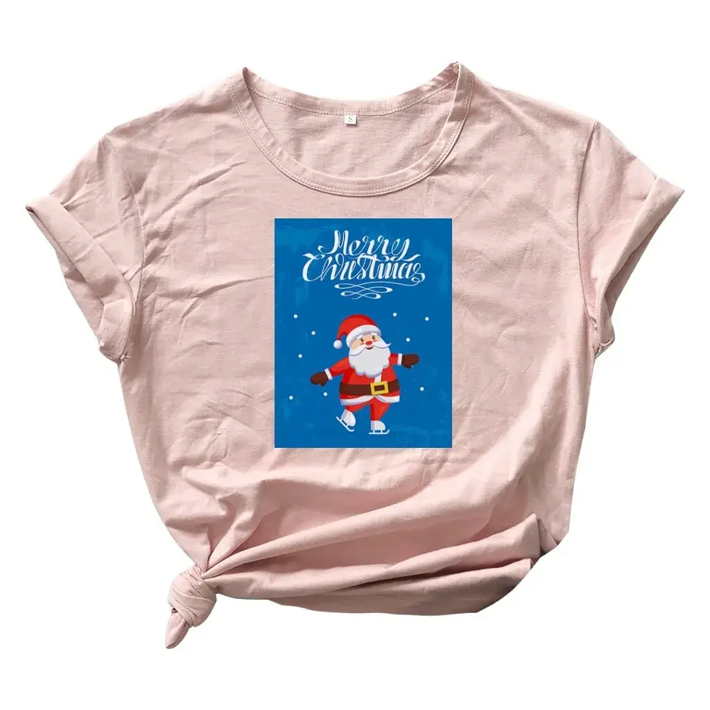 Merry Christmas T-Shirt for Men Women Pink - Image 3