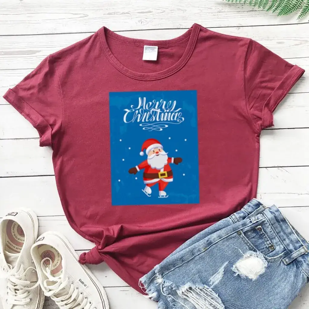 Merry Christmas T-Shirt for Men Women Pink - Image 4