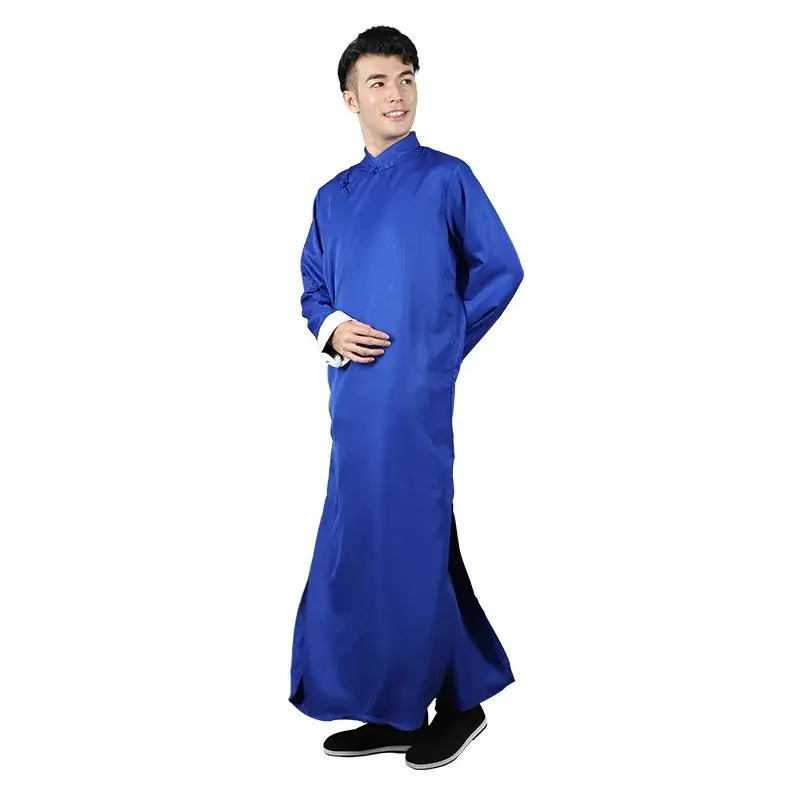 Men's Black Chinese Groomsmen Gown Long Sleeve High Neck - Image 11