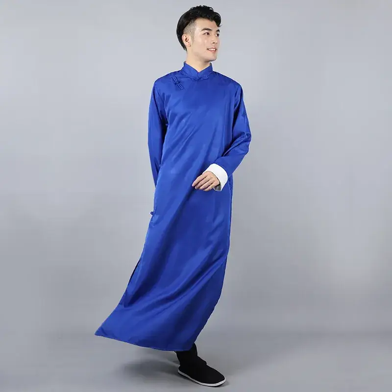 Men's Black Chinese Groomsmen Gown Long Sleeve High Neck - Image 6