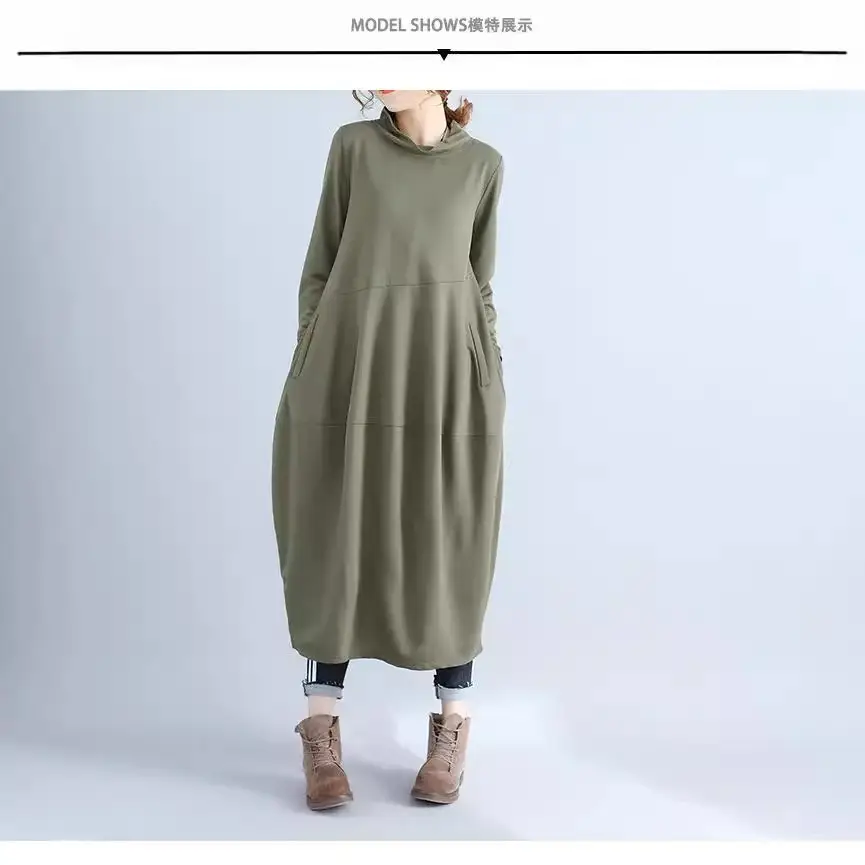 Women's 2026 Retro Lantern Skirt Dress Cotton Linen Patchwork - Image 6