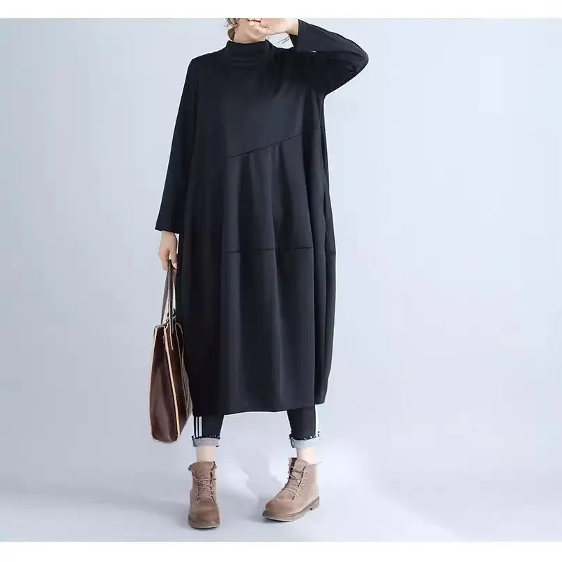 Women's 2026 Retro Lantern Skirt Dress Cotton Linen Patchwork - Image 7