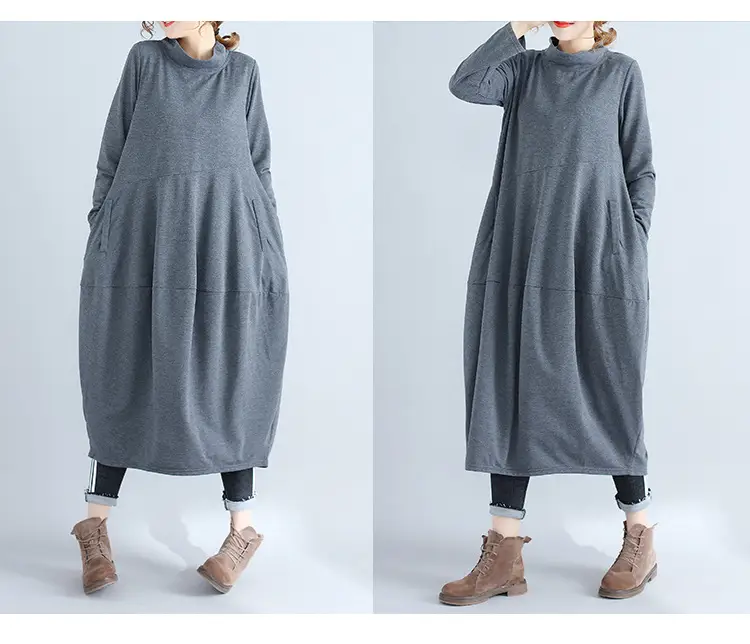 Women's 2026 Retro Lantern Skirt Dress Cotton Linen Patchwork — feature 11