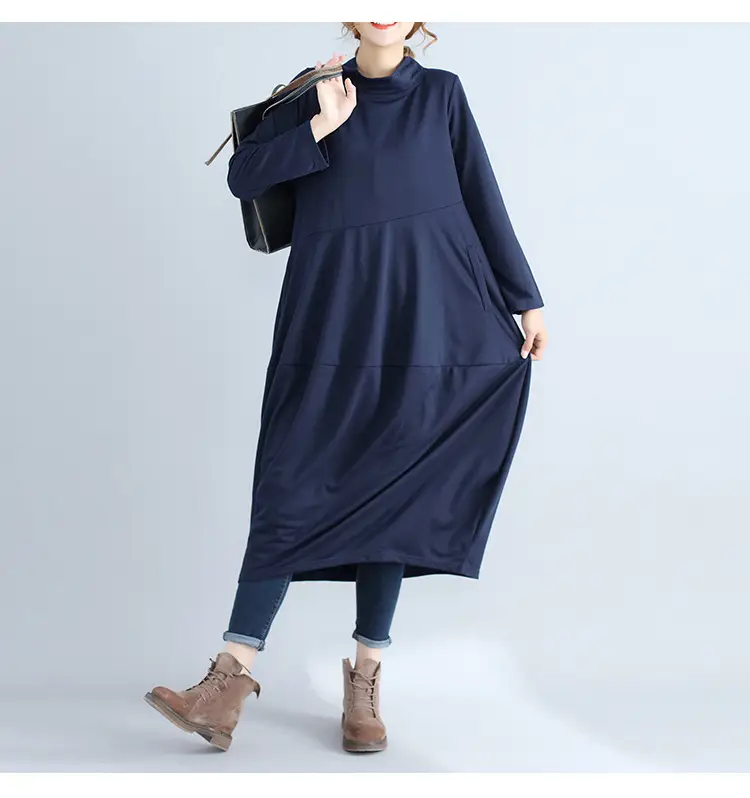 Women's 2026 Retro Lantern Skirt Dress Cotton Linen Patchwork — feature 13
