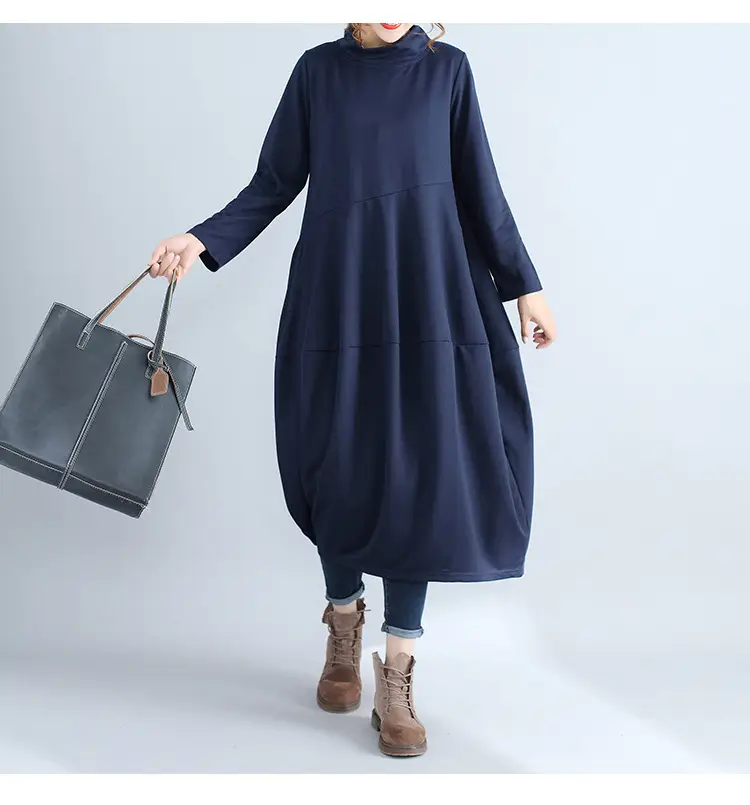 Women's 2026 Retro Lantern Skirt Dress Cotton Linen Patchwork — feature 14