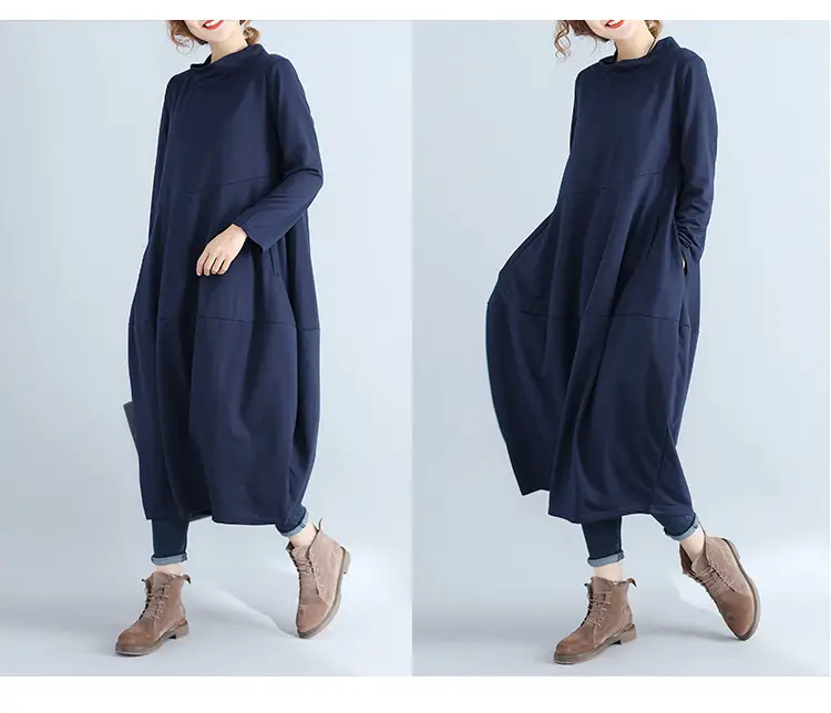 Women's 2026 Retro Lantern Skirt Dress Cotton Linen Patchwork — feature 15