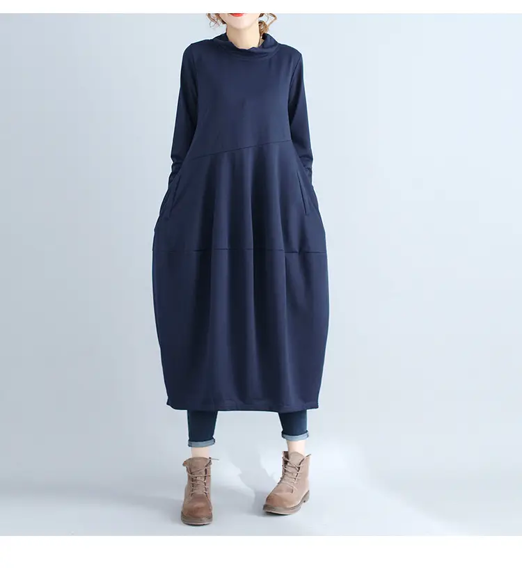 Women's 2026 Retro Lantern Skirt Dress Cotton Linen Patchwork — feature 16