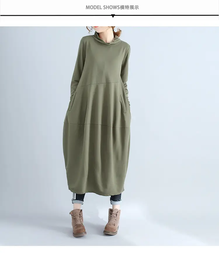 Women's 2026 Retro Lantern Skirt Dress Cotton Linen Patchwork — feature 3