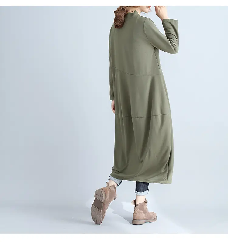 Women's 2026 Retro Lantern Skirt Dress Cotton Linen Patchwork — feature 5