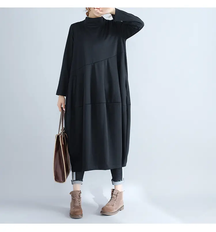 Women's 2026 Retro Lantern Skirt Dress Cotton Linen Patchwork — feature 6