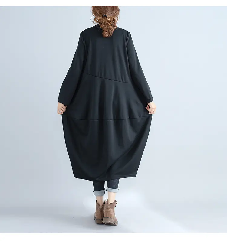 Women's 2026 Retro Lantern Skirt Dress Cotton Linen Patchwork — feature 8