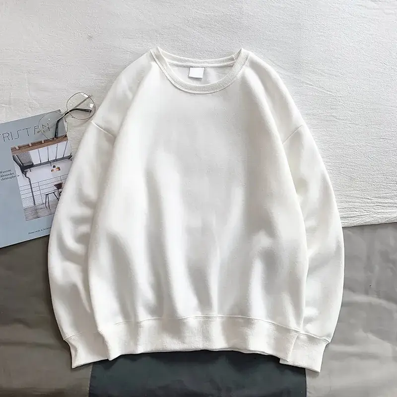 Autumn Winter Men's White Loose Sweater with Black Sleeves - Image 4