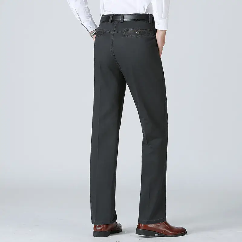 Men's Tencel Plain Pants Dark Green Middle-aged Business Casual - Image 7