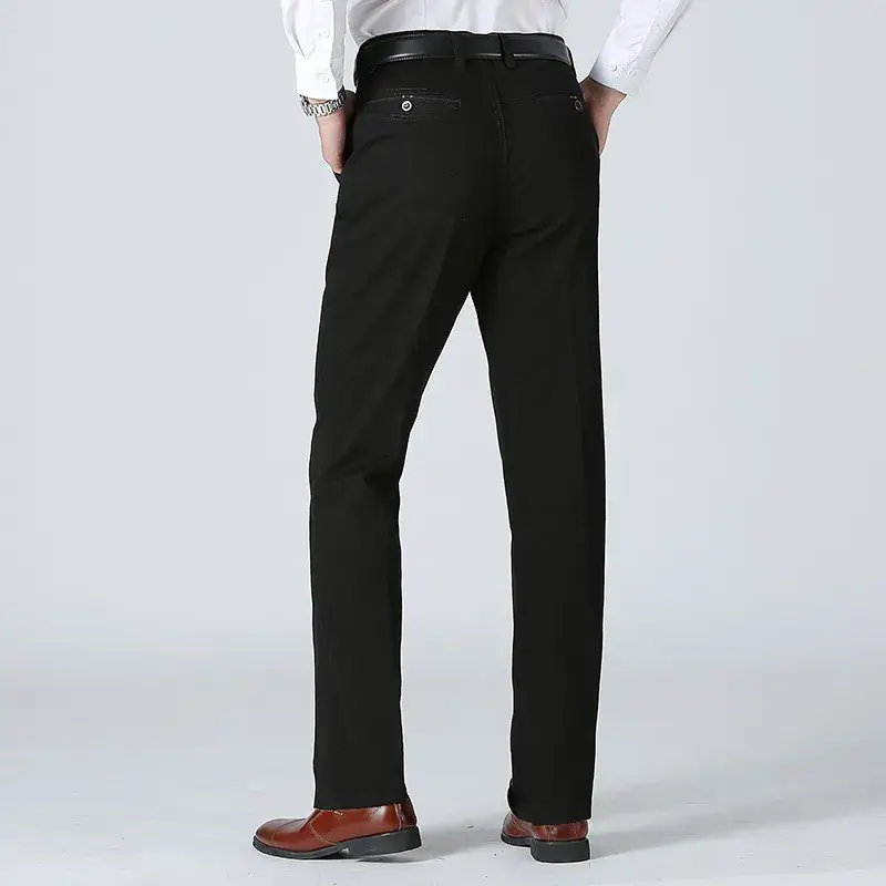 Men's Tencel Plain Pants Dark Green Middle-aged Business Casual - Image 8