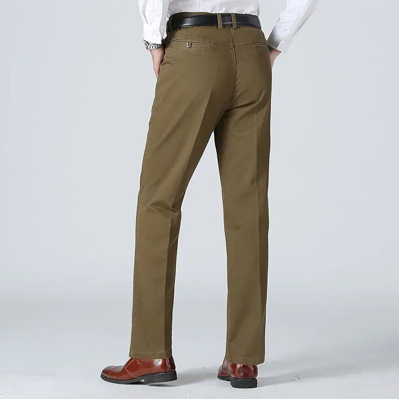 Men's Tencel Plain Pants Dark Green Middle-aged Business Casual - Image 9