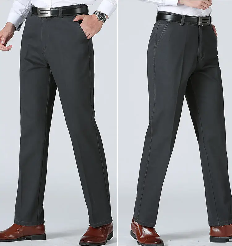 Men's Tencel Plain Pants Dark Green Middle-aged Business Casual — feature 45