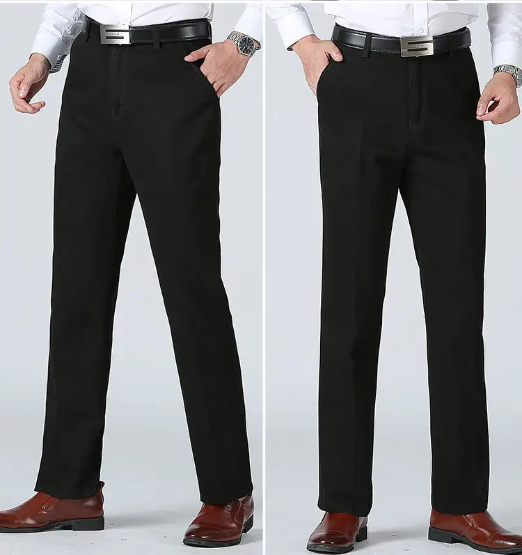 Men's Tencel Plain Pants Dark Green Middle-aged Business Casual — feature 46