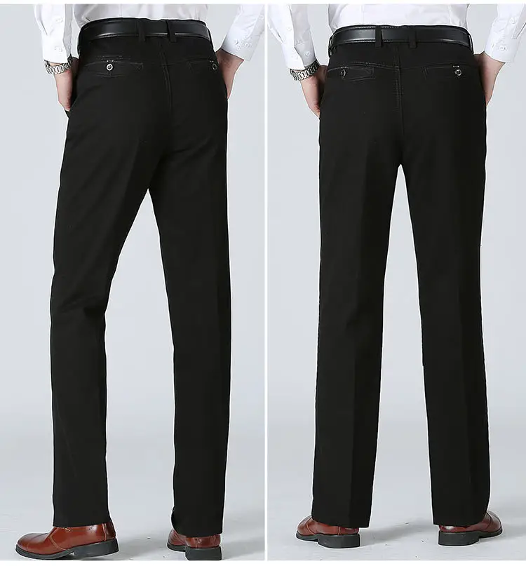 Men's Tencel Plain Pants Dark Green Middle-aged Business Casual — feature 48