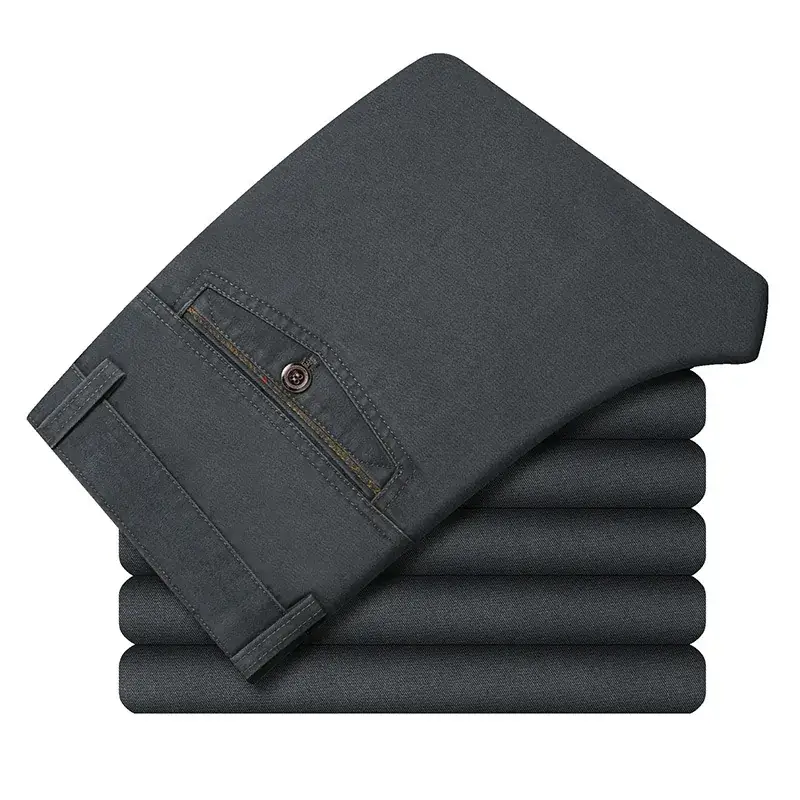 Men's Tencel Plain Pants Dark Green Middle-aged Business Casual - Image 2